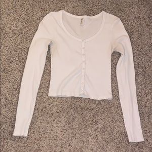 American apparel white long sleeved crop top
